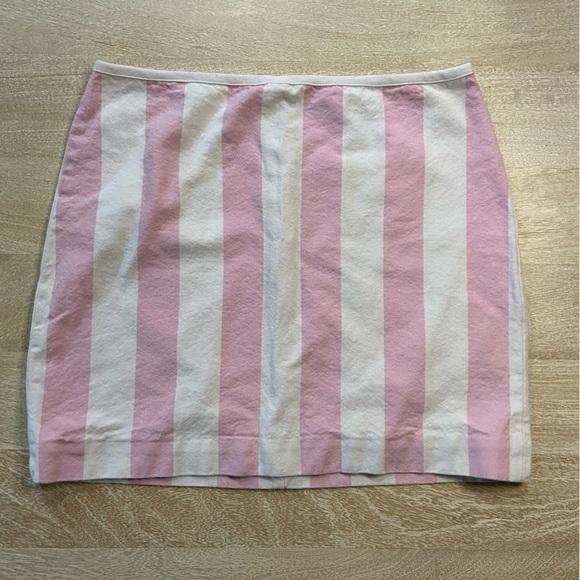 Madewell 100% Cotton Lined Barbie Mini Skirt Cara Stripe Light Pink & White 8 - Picture 1 of 11